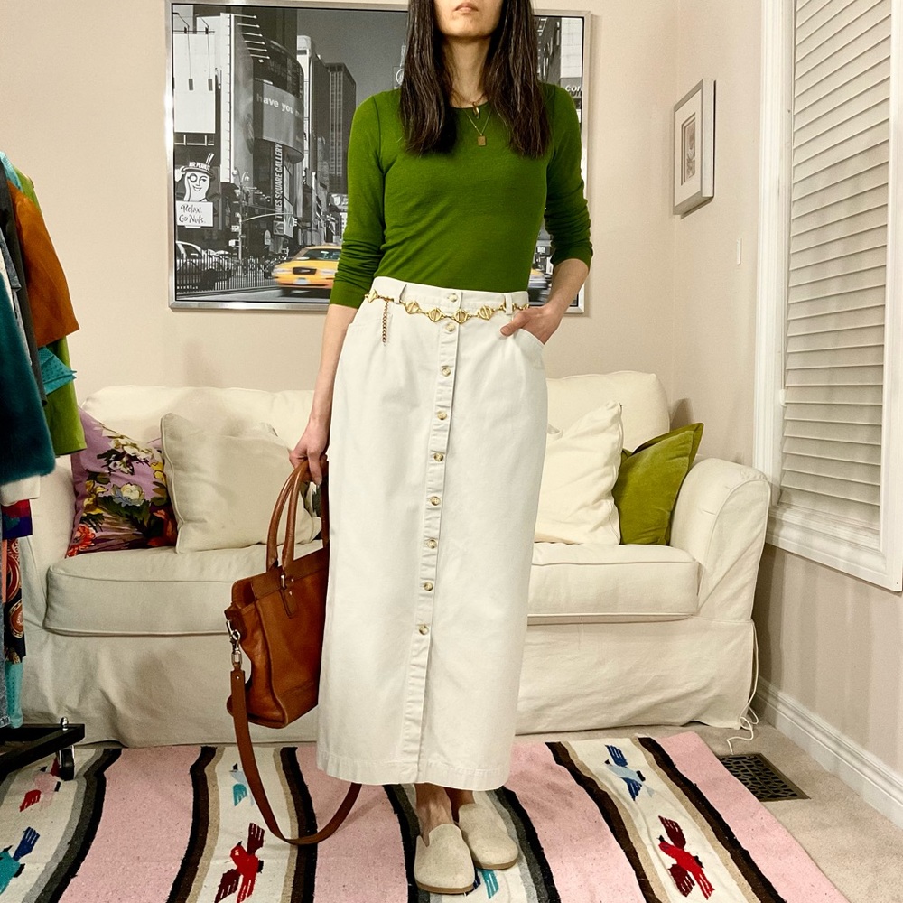 GAP beige khaki button down maxi skirt